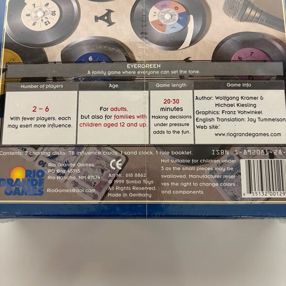 Evergreen Board Game Rio Grande Games Family Fun Ages 12+ Musical Strategy NEW - Picture 4 of 8